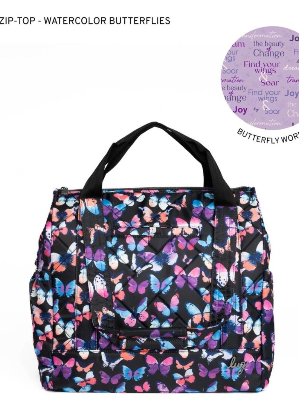 LUG - Baby Yacht Carry-All Zip Top Tote in Watercolor Butterflies